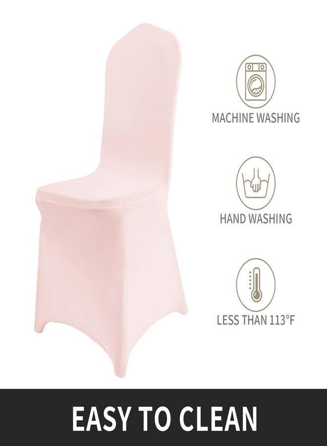 Peomeise 12pcs Stretch Spandex Chair Cover for Wedding Party Dining Banquet Event (Blush Pink, 12) - Image 3